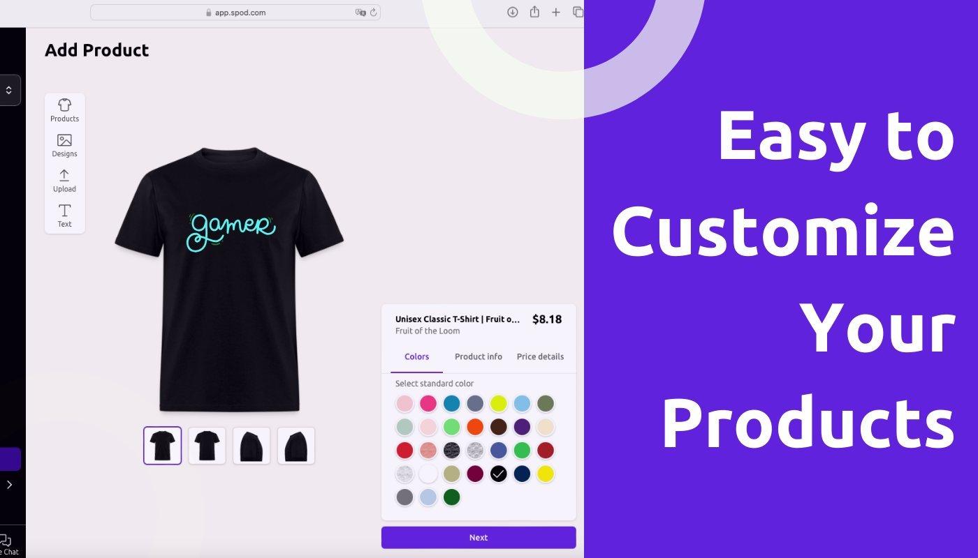 mockup of a t-shirt in the spreadconnect backend